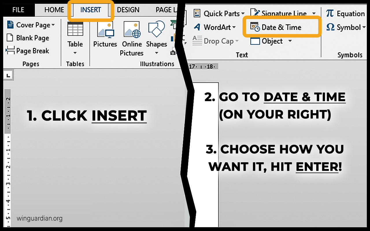 Steps to add a date to a Microsoft Word document
